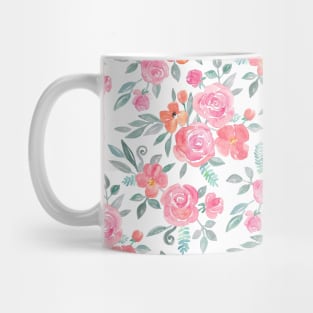 Amelia Floral in Pink and Peach Watercolor Mug